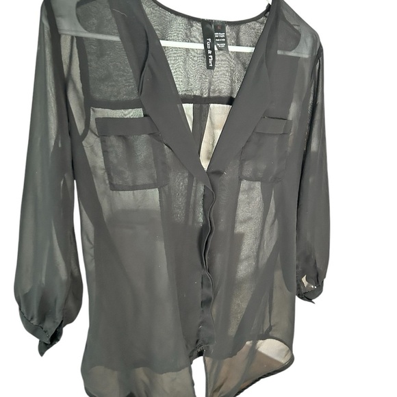 H&M sheer Black Blouse size medium - Picture 1 of 9